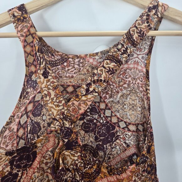 Xhilaration Orange Brown Boho Gypsy Gauze Semi-Sheer Maxi Dress Size Small - Picture 6 of 12